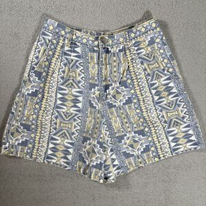 Vintage Venice Blues Shorts Women’s Size 14 Aztec Pattern Blue Yellow White 90s